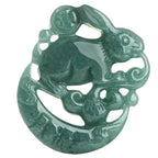 Year of the Rabbit Jade Luck Crescent Moon Necklace Pendant