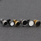 Cool Men Titanium Steel Balance Round Stud Earrings