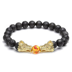 White Turquoise Lava Rock Dragon Blessing Beaded Bracelet