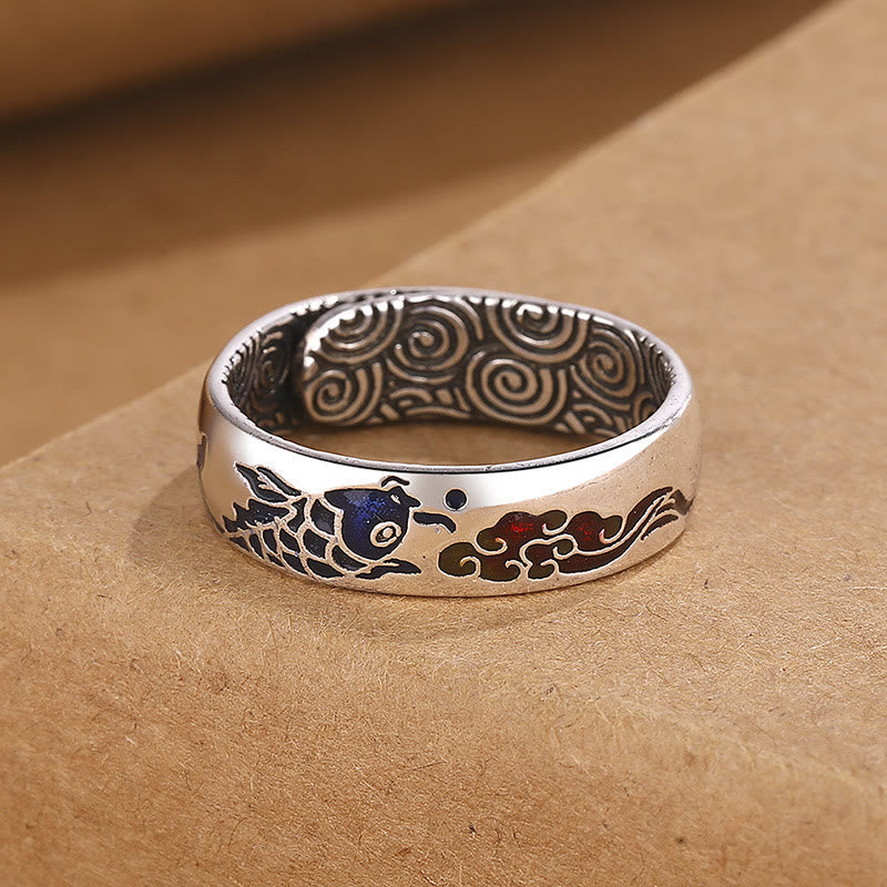 Koi Fish Auspicious Cloud Design Luck Wealth Ring