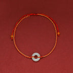 Round Peace Buckle Jade Luck Abundance Braided Bracelet Anklet