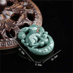 Year of the Rabbit Jade Luck Crescent Moon Necklace Pendant