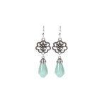 Magnolia Flower Jade Water Drop Prosperity Dangle Earrings