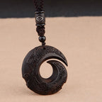 Small Leaf Red Sandalwood Ebony Wood One's Luck Improves Design Pattern Protection Necklace Pendant