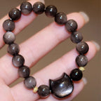 Gold Sheen Obsidian Silver Sheen Obsidian Lovely Paw Lucky Cat Protection Bracelet