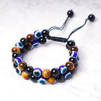 Evil Eye Hematite Tiger Eye Protection Beaded Bracelet