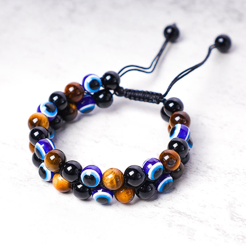 Evil Eye Hematite Tiger Eye Protection Beaded Bracelet