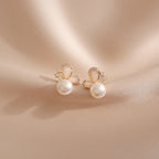 18k Gold Plated Pearl Butterfly Love Freedom Stud Earrings