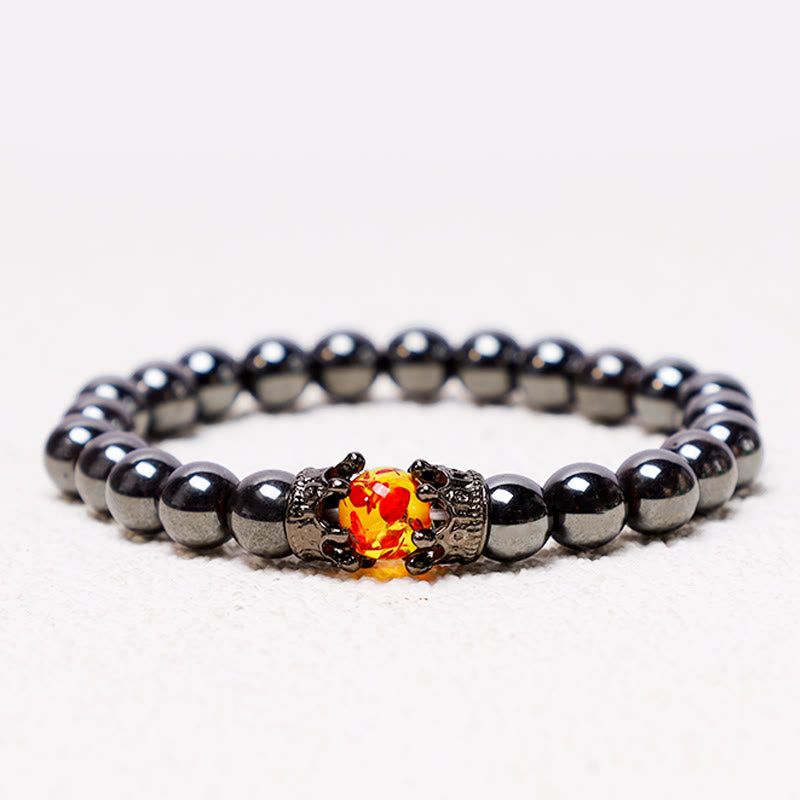 Natural Stone King & Queen Crown Healing Energy Beads Couple Bracelet