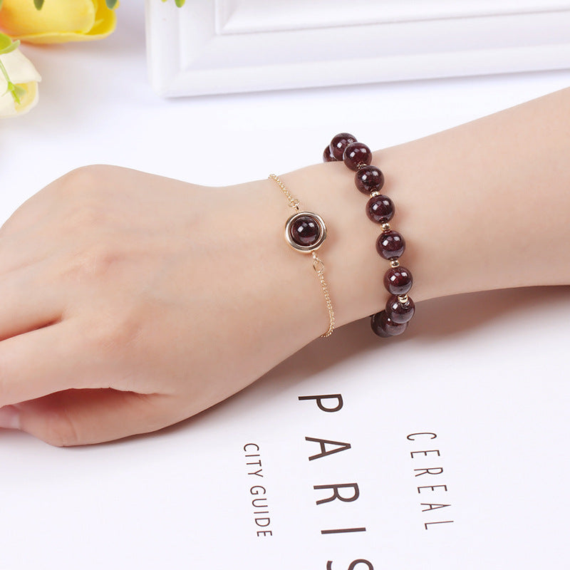 Sunstone Strawberry Quartz Crystal Positive Bracelet