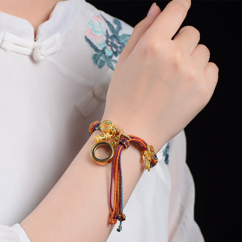 Tibetan Om Mani Padme Hum Dreamcatcher Luck Colourful Reincarnation Knot String Bracelet