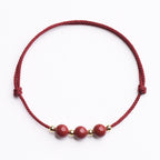 Natural Lucky Cinnabar Bead Blessing String Bracelet Anklet