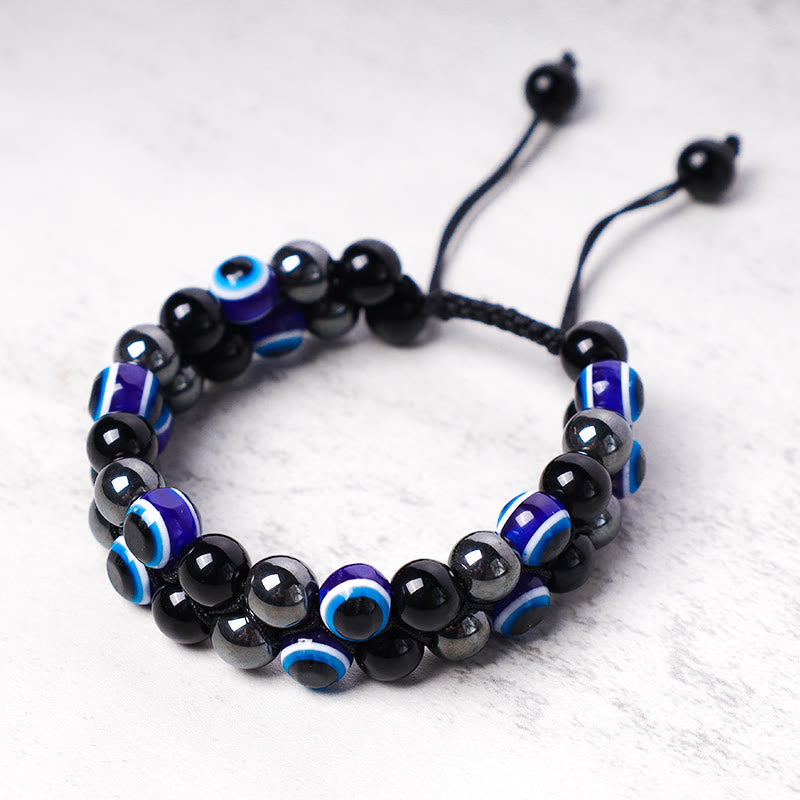 Evil Eye Hematite Tiger Eye Protection Beaded Bracelet