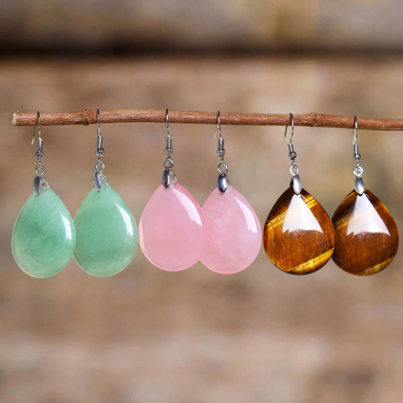 Natural Aventurine Dangle Healing Drop Earrings