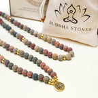 108 Mala Beads Picasso Jasper Stone Courage Energy Bracelet
