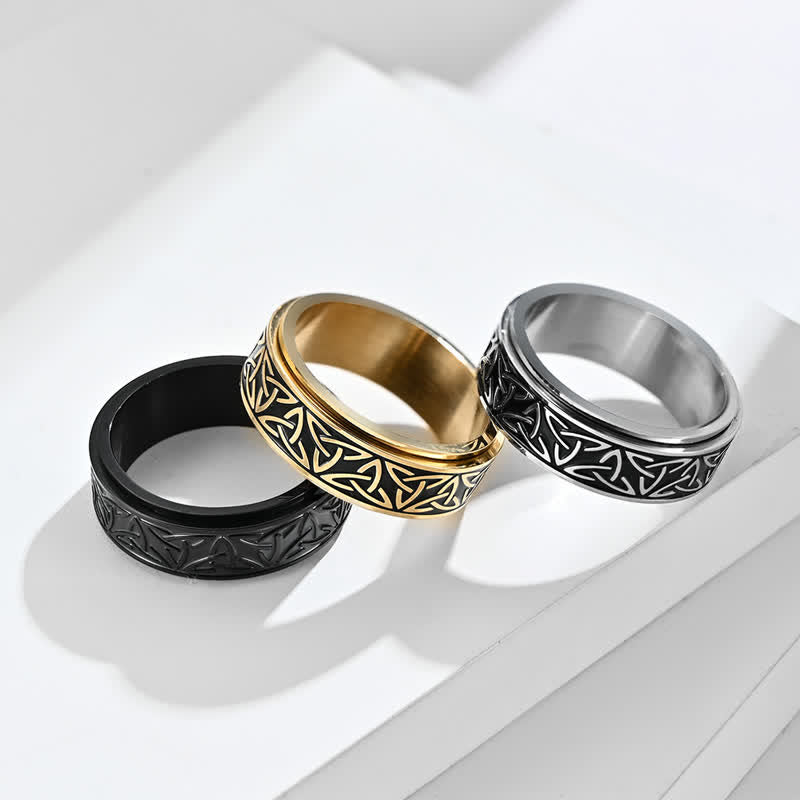 Triangle Knot Triquetra Titanium Steel Calm Rotatable Ring