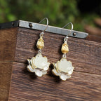 White Jade Protection Harmony Drop Earrings