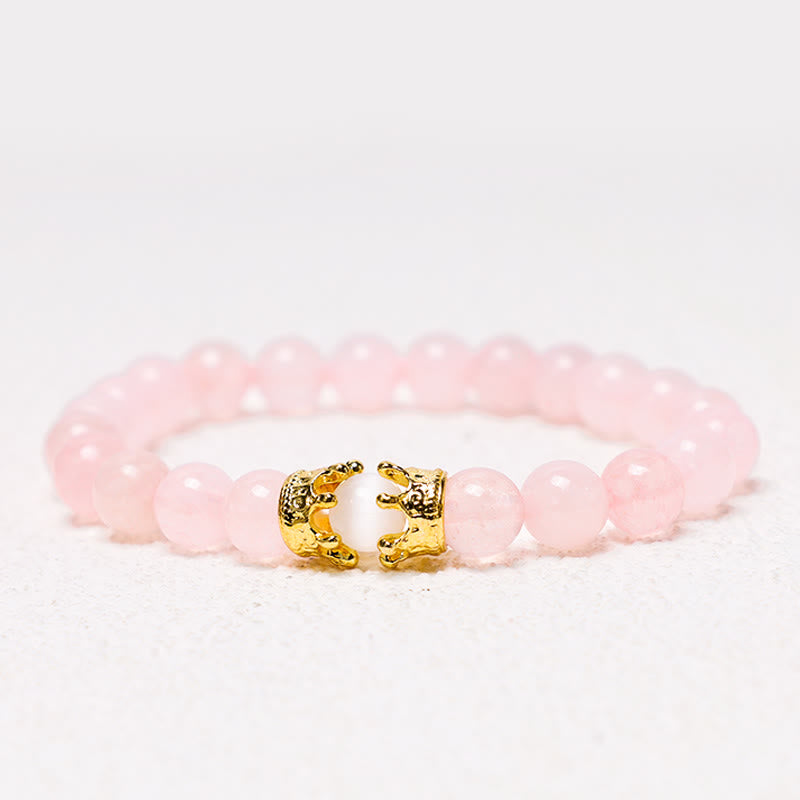 Natural Stone King & Queen Crown Healing Energy Beads Couple Bracelet