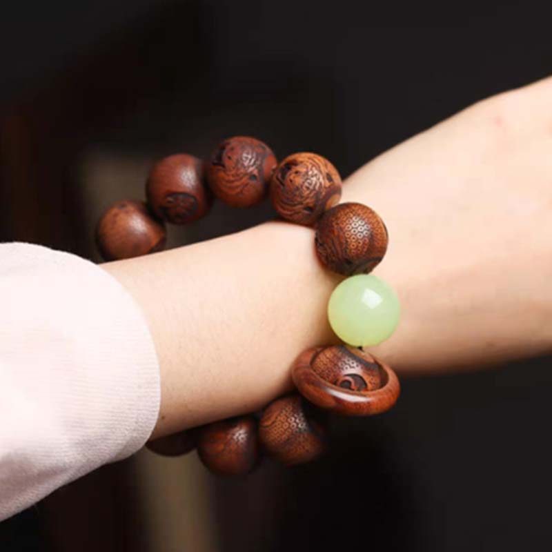 Tibetan Rosewood Engraving Tiger Protection Bracelet
