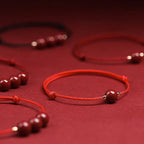 Natural Lucky Cinnabar Bead Blessing String Bracelet Anklet