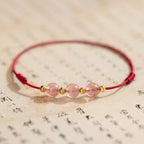 Strawberry Crystal Beads Luck Red String Anklet