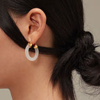 Round Jade White Jade Prosperity Earrings
