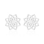 Tibetan Lotus Pattern New Beginning Stud Earrings