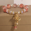 Natural Strawberry Quartz Healing Positive Butterfly Charm Bracelet
