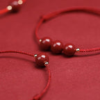 Natural Lucky Cinnabar Bead Blessing String Bracelet Anklet