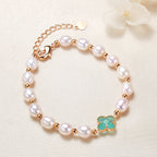 Pearl Four Leaf Clover Wealth Chain Bracelet