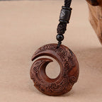 Small Leaf Red Sandalwood Ebony Wood One's Luck Improves Design Pattern Protection Necklace Pendant