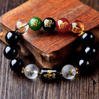 Chinese Zodiac Feng Shui Obsidian Five-Element Wealth Prosperity Bracelet