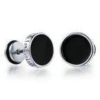 Cool Men Titanium Steel Balance Round Stud Earrings