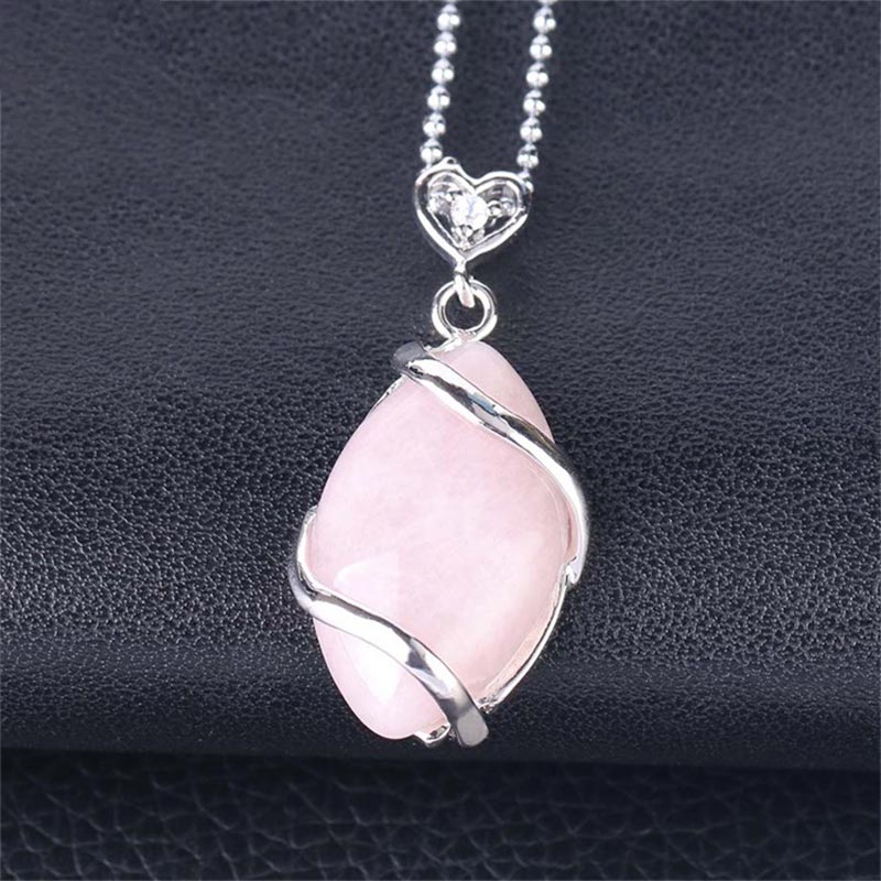 Marquise Pattern Natural Crystal Stone Charm Necklace Pendant
