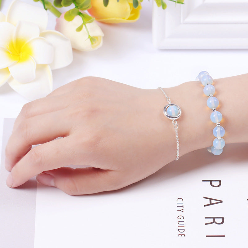 Sunstone Strawberry Quartz Crystal Positive Bracelet