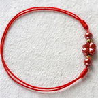 Four Leaf Clover Cinnabar Blessing Calm String Bracelet Anklet