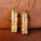 Jade Dragon Phoenix Copper Blessing Harmony Necklace Pendant