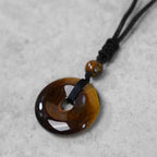 Lucky Coin Pendant Healing Crystal Gemstone Necklace