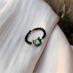 Natural Tridacna Stone Lovely Cat 14K Gold Plated Blessing Ring