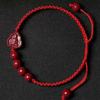 Laughing Buddha Avalokitesvara Cinnabar Blessing String Bracelet