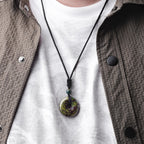 Lucky Coin Pendant Healing Crystal Gemstone Necklace