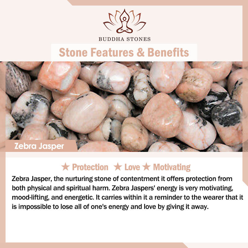 Anxiety Stress Healing Crystal Zebra Jasper Bead Bracelet