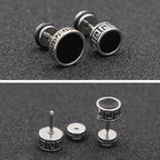 Cool Men Titanium Steel Balance Round Stud Earrings