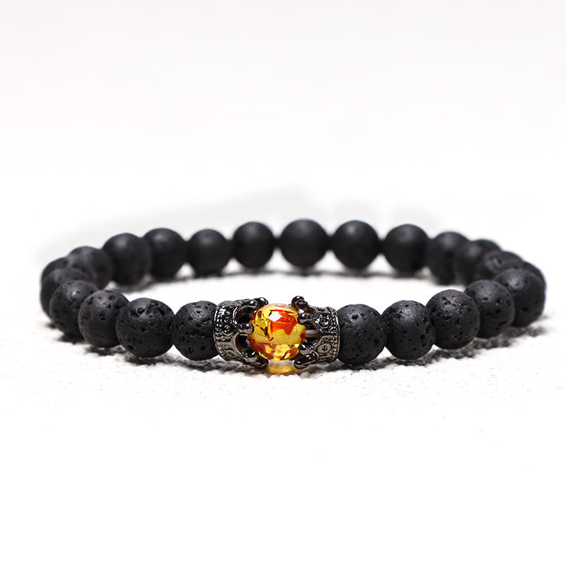 Natural Stone King & Queen Crown Healing Energy Beads Couple Bracelet