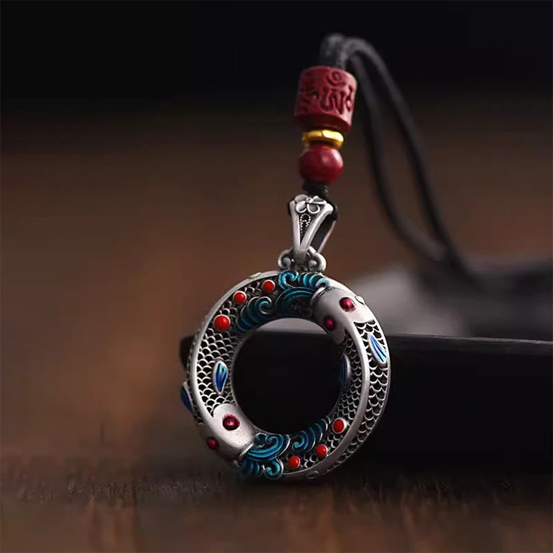 Koi Fish Peace Buckle Copper Wealth Luck Necklace Pendant
