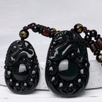 Tibetan Positive Rainbow Obsidian PiXiu Necklace