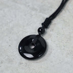 Lucky Coin Pendant Healing Crystal Gemstone Necklace