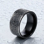 Four Guardian Beast Dragon White Tiger Suzaku Basalt Carved Success Luck Ring
