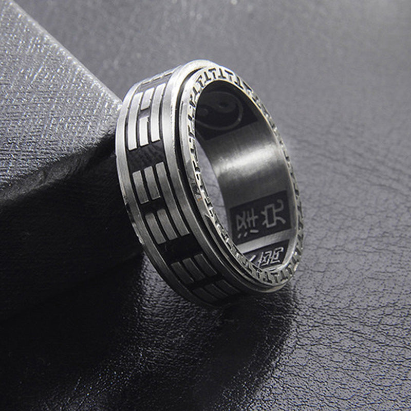 Bagua Yin Yang Titanium Steel Balance Rotatable Ring
