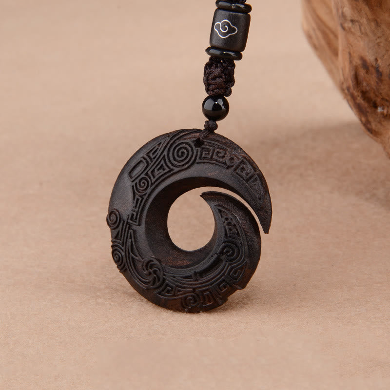 Small Leaf Red Sandalwood Ebony Wood One's Luck Improves Design Pattern Protection Necklace Pendant